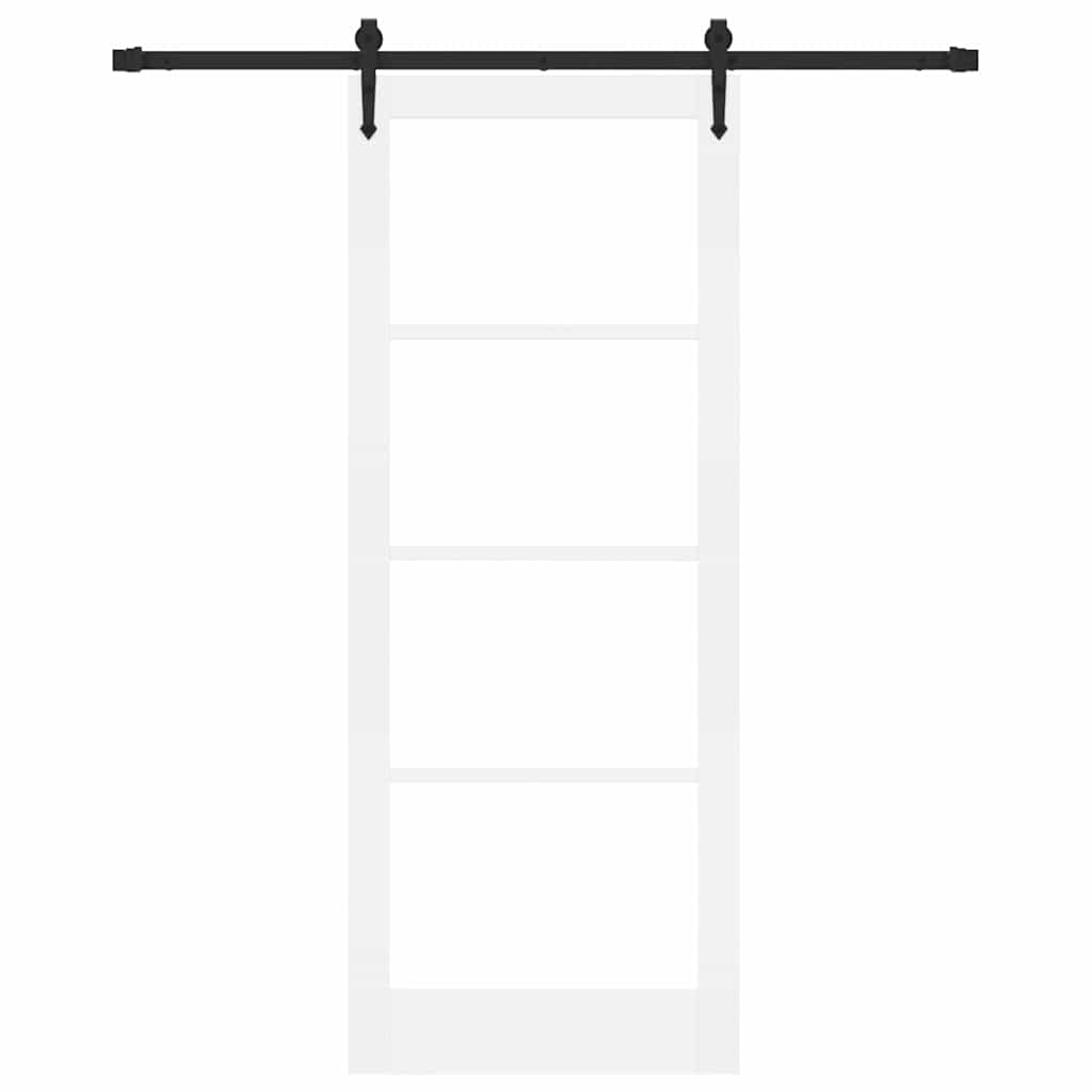 Skydedør Hvid 83 x 211 cm Massivt fyrretræ og glas