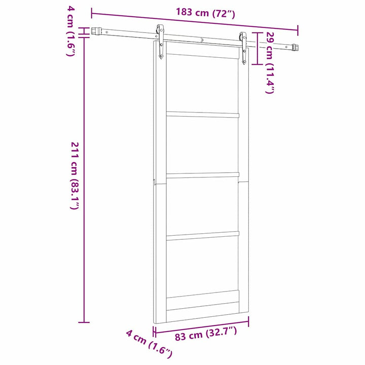 Skydedør Hvid 83 x 211 cm Massivt fyrretræ og glas