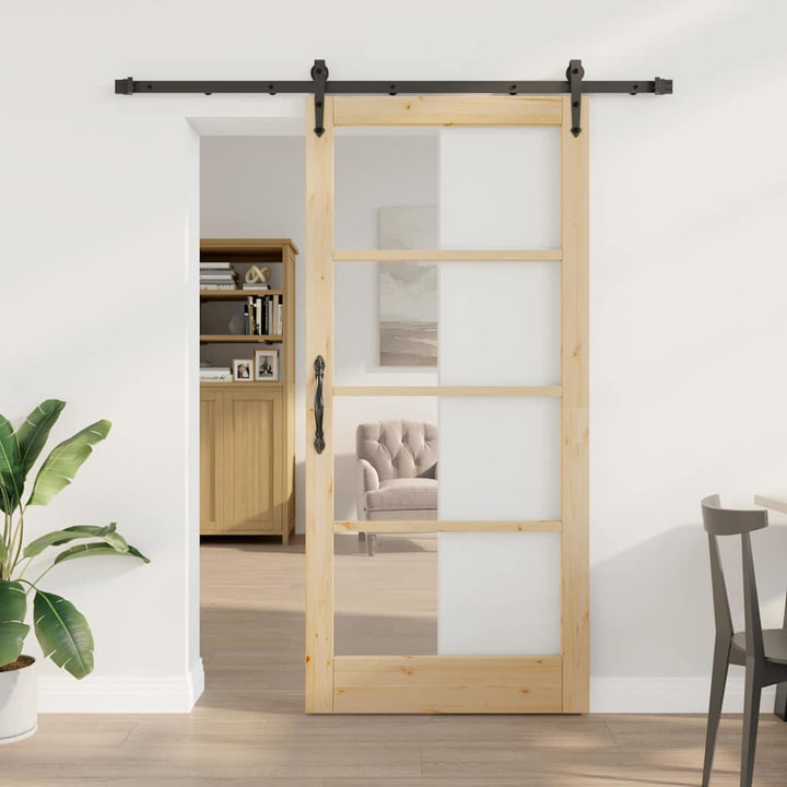 Skydedør Naturfarvet 93 x 202 cm Massivt fyrretræ og glas