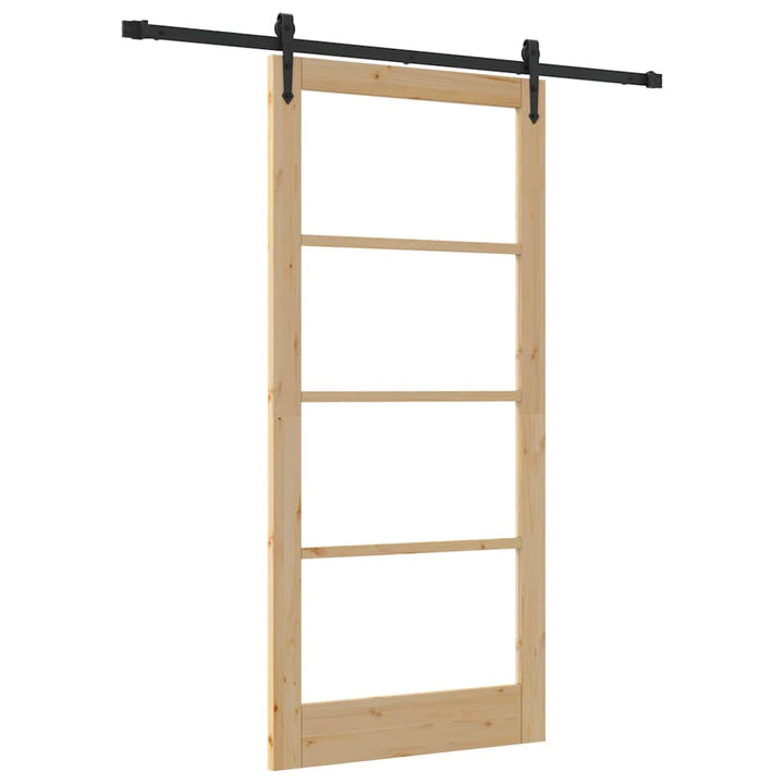 Skydedør Naturfarvet 93 x 202 cm Massivt fyrretræ og glas