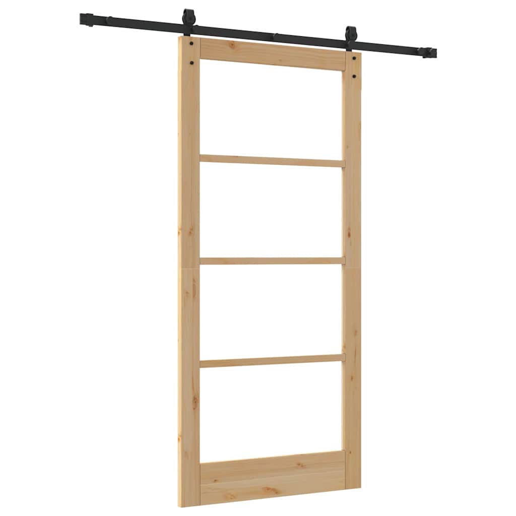 Skydedør Naturfarvet 93 x 202 cm Massivt fyrretræ og glas