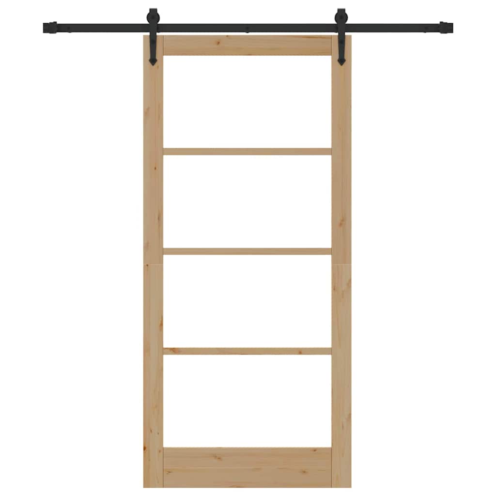 Skydedør Naturfarvet 93 x 202 cm Massivt fyrretræ og glas
