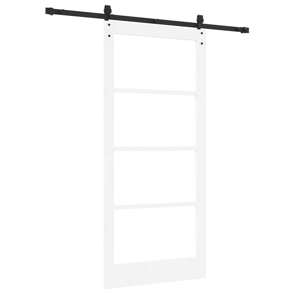 Skydedør Hvid 93 x 202 cm Massivt fyrretræ og glas