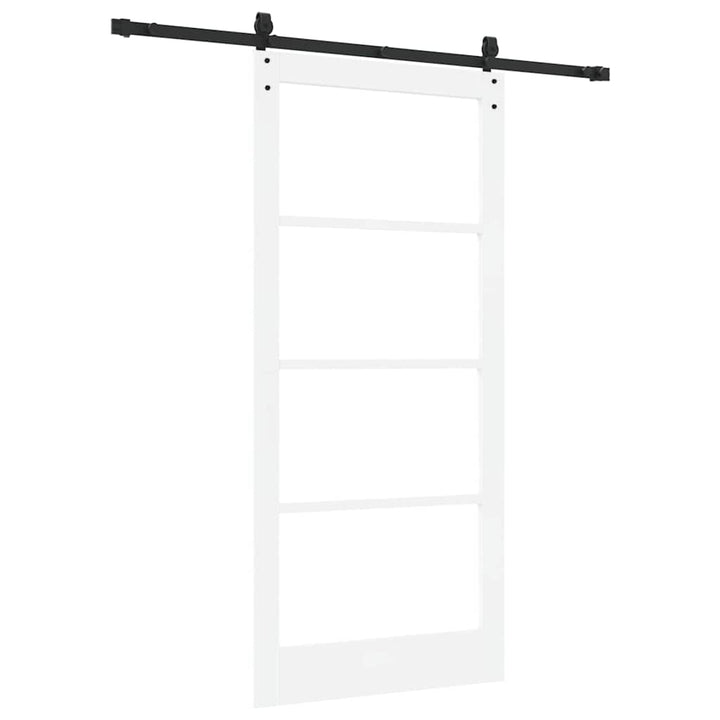 Skydedør Hvid 93 x 202 cm Massivt fyrretræ og glas