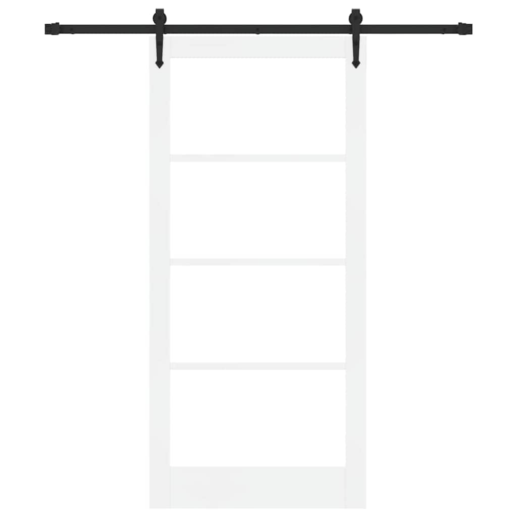 Skydedør Hvid 93 x 202 cm Massivt fyrretræ og glas