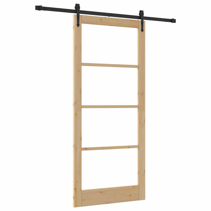 Skydedør Naturfarvet 93 x 211 cm Massivt fyrretræ og glas