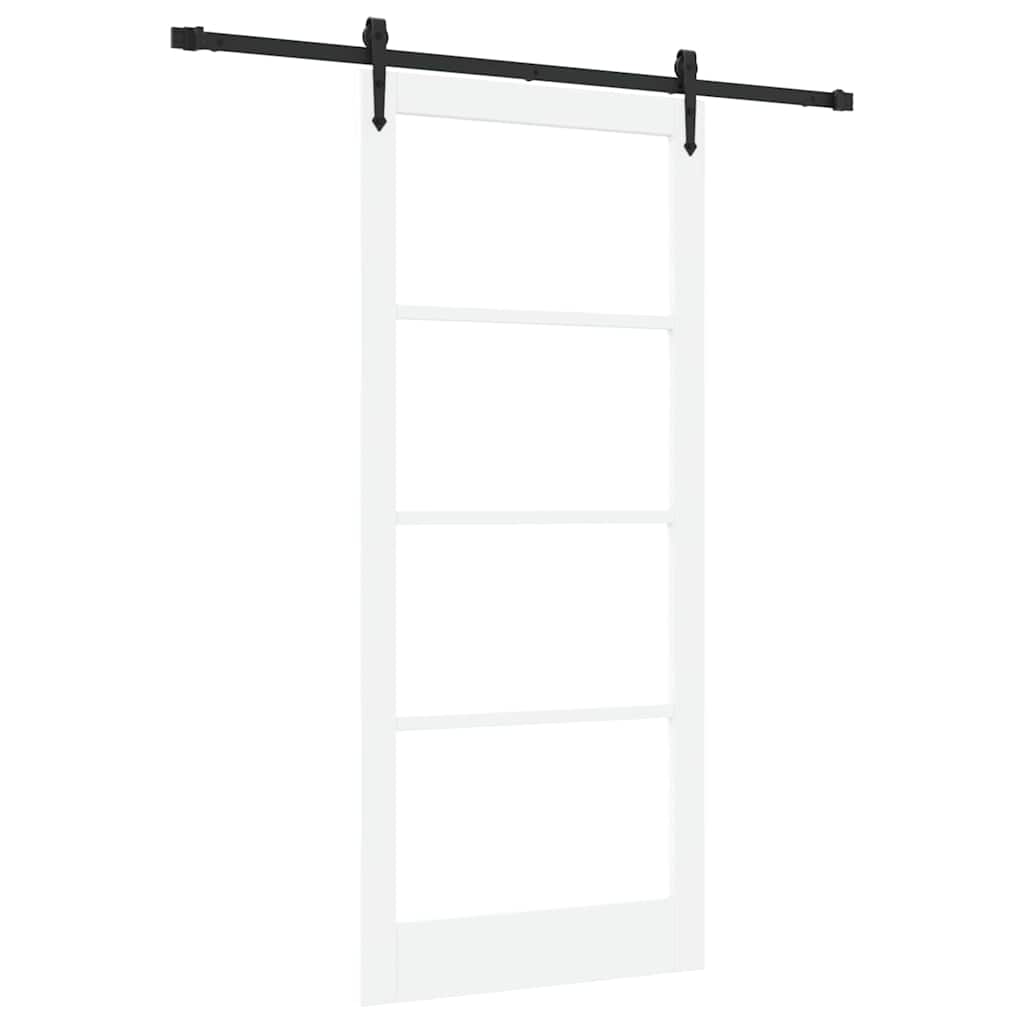 Skydedør Hvid 93 x 211 cm Massivt fyrretræ og glas