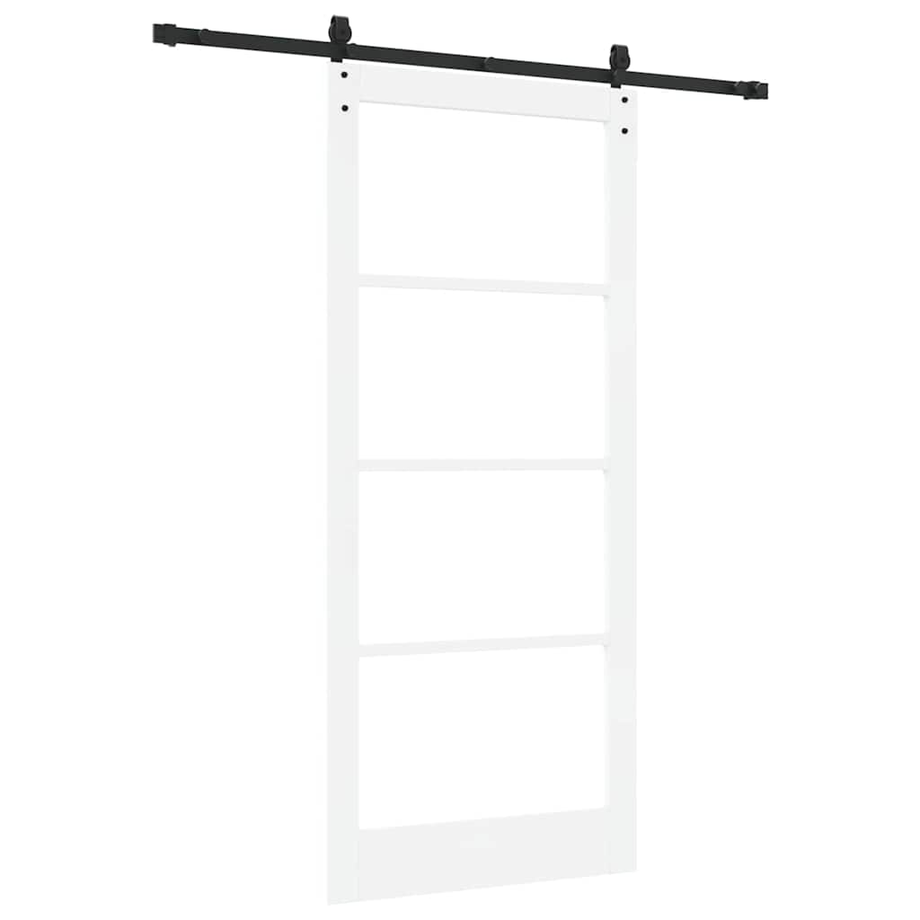 Skydedør Hvid 93 x 211 cm Massivt fyrretræ og glas