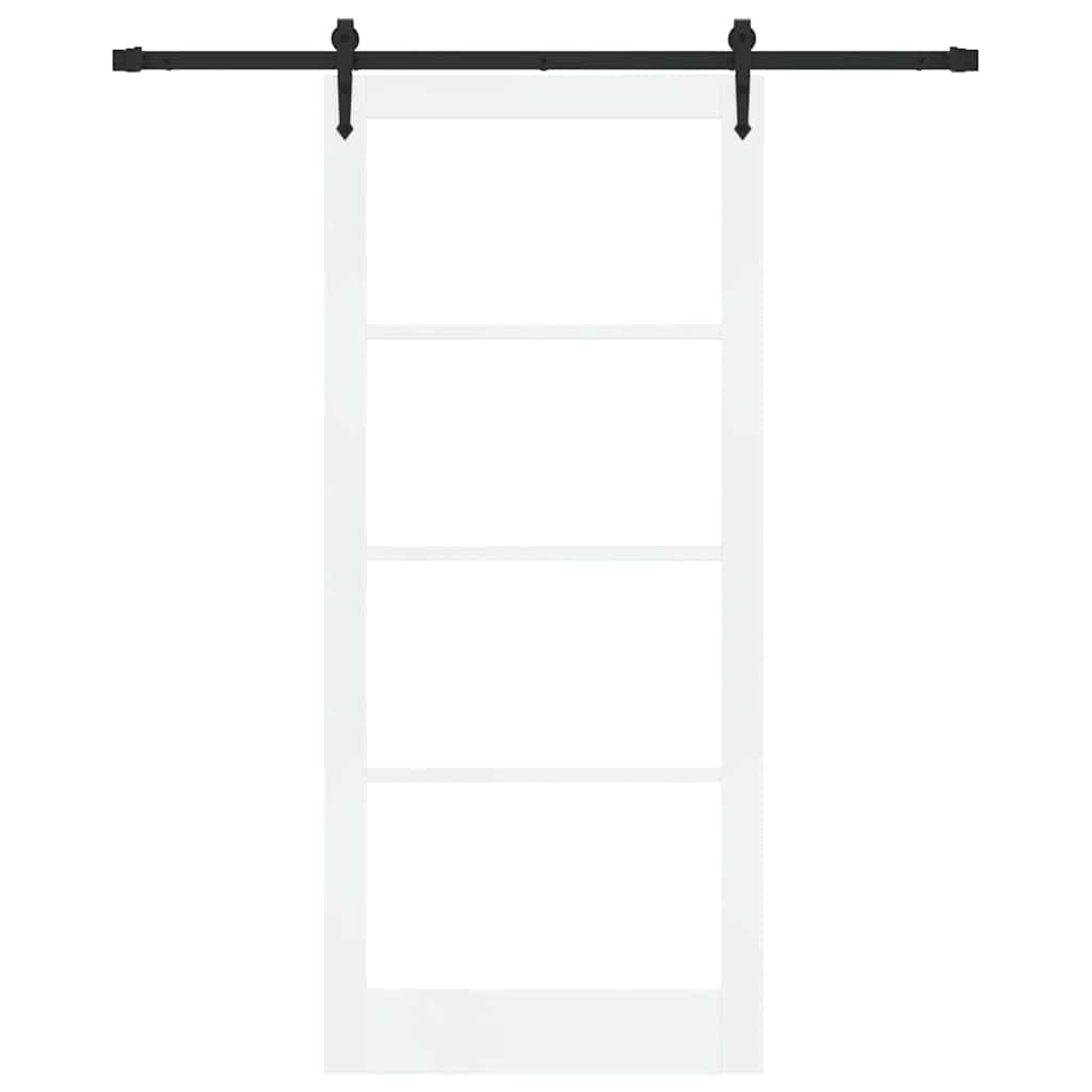 Skydedør Hvid 93 x 211 cm Massivt fyrretræ og glas