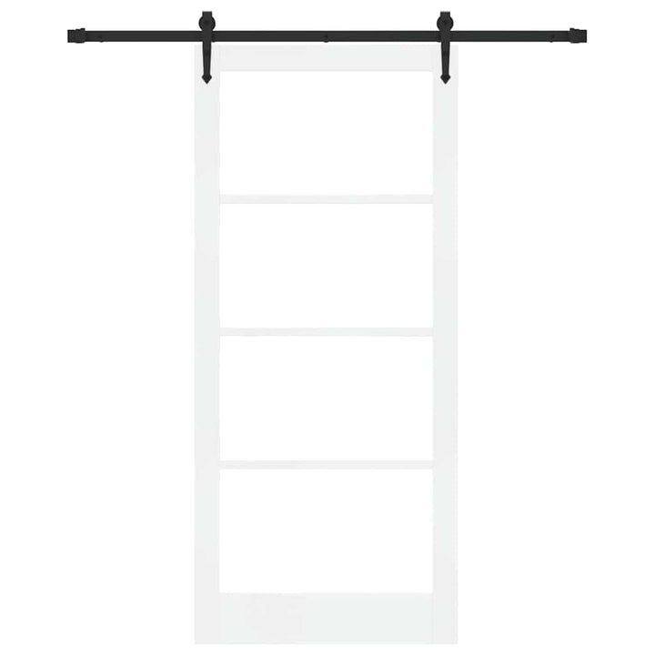 Skydedør Hvid 93 x 211 cm Massivt fyrretræ og glas