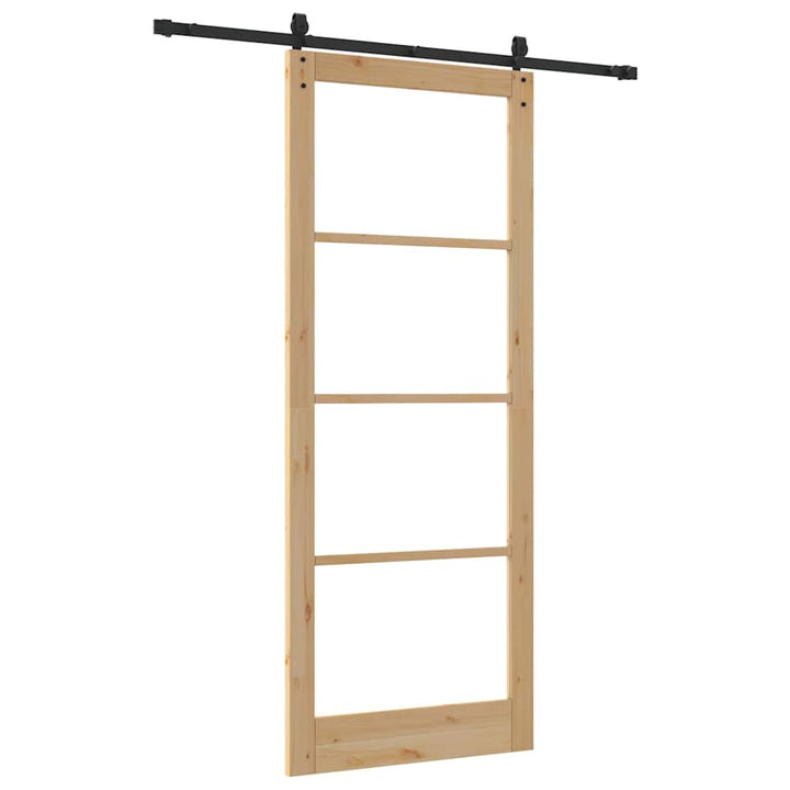 Skydedør Naturfarvet 93 x 232 cm Massivt fyrretræ og glas