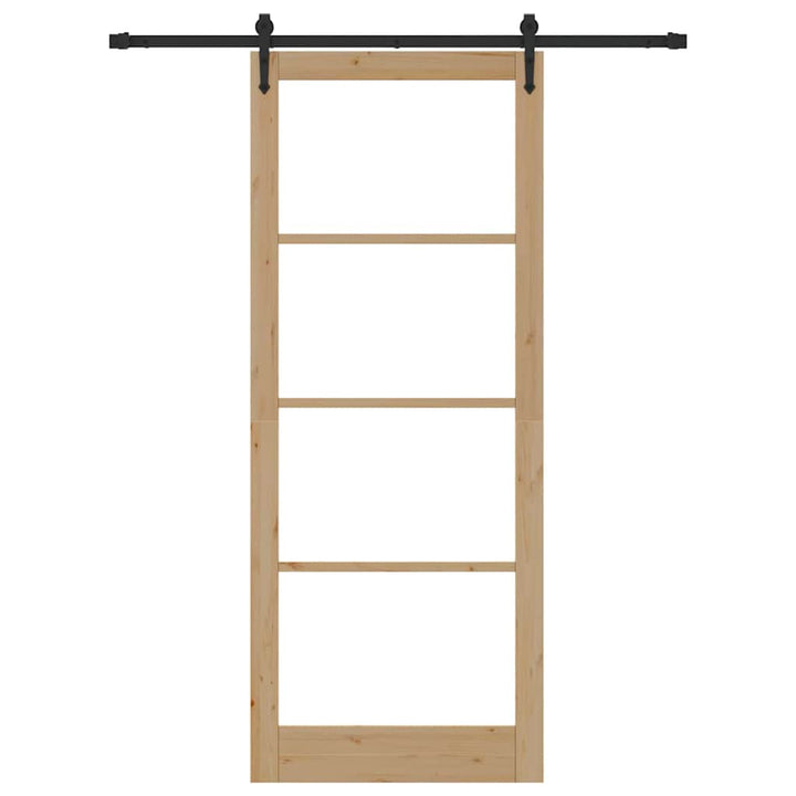 Skydedør Naturfarvet 93 x 232 cm Massivt fyrretræ og glas