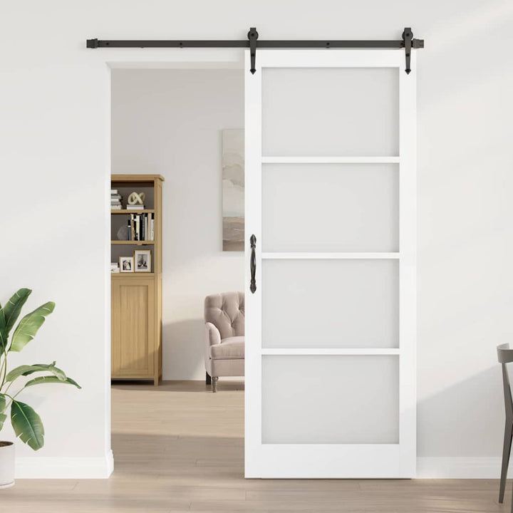 Skydedør Hvid 93 x 232 cm Massivt fyrretræ og glas