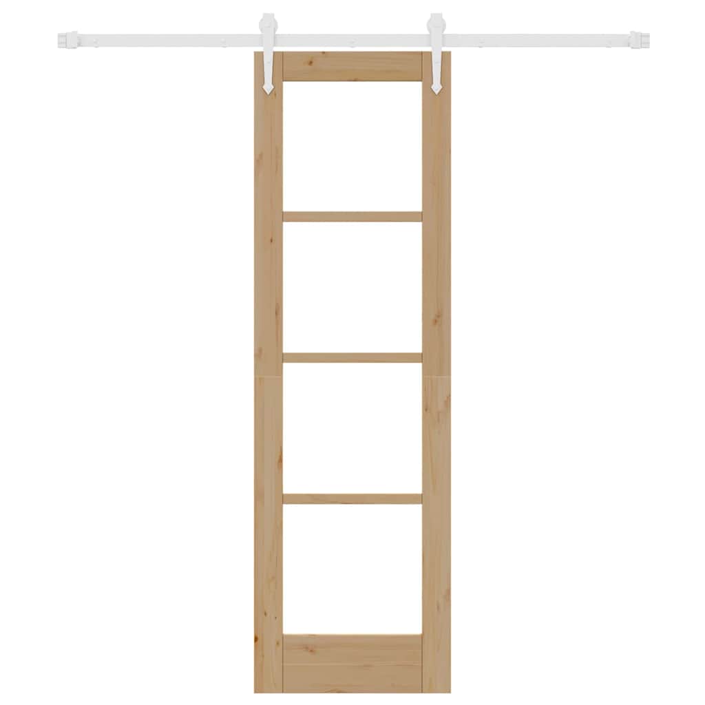 Skydedør Naturfarvet 61 x 198,5 cm Massivt fyrretræ og glas