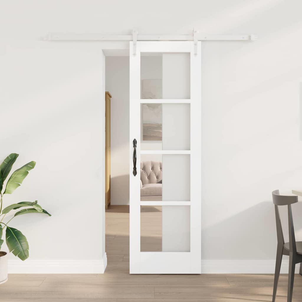 Skydedør Hvid 61 x 198,5 cm Massivt fyrretræ og glas