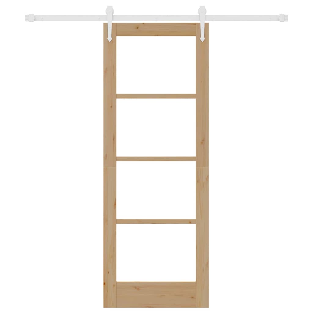 Skydedør Naturfarvet 73,5 x 198,5 cm Massivt fyrretræ og glas