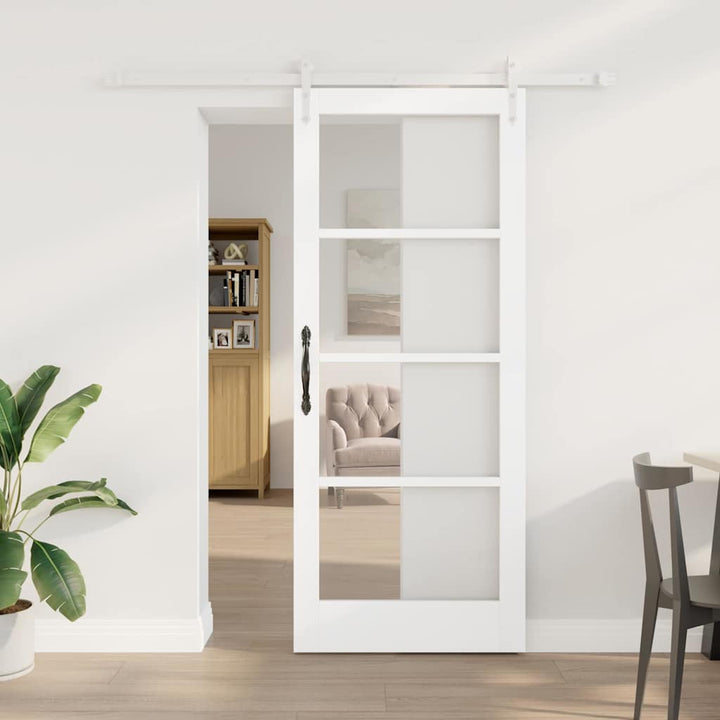Skydedør Hvid 83 x 202 cm Massivt fyrretræ og glas