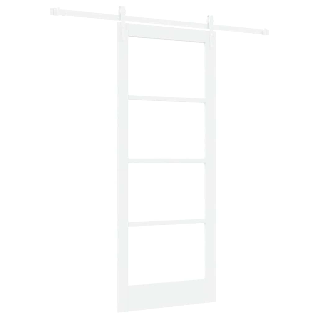 Skydedør Hvid 83 x 202 cm Massivt fyrretræ og glas