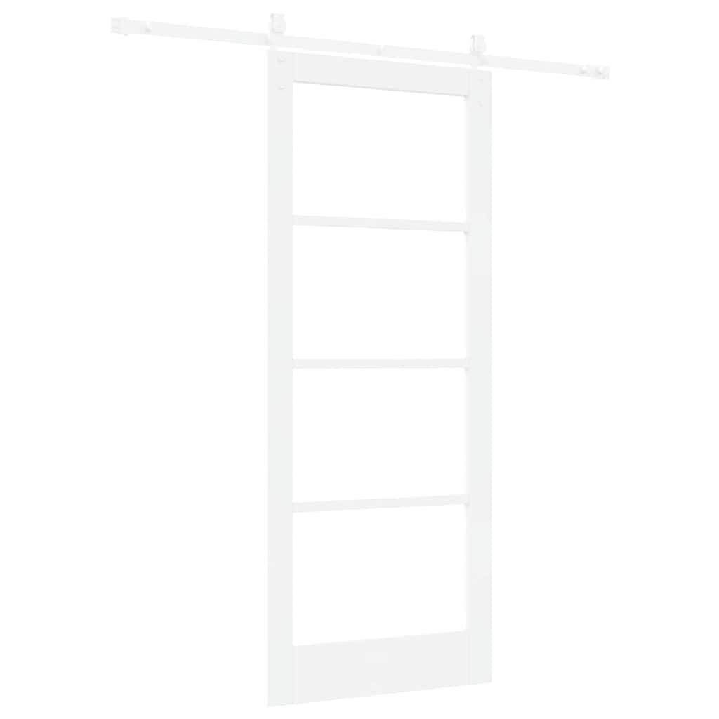 Skydedør Hvid 83 x 202 cm Massivt fyrretræ og glas