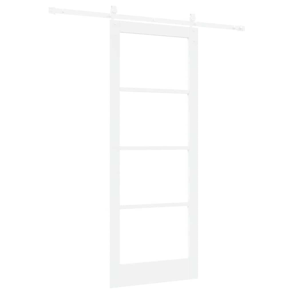 Skydedør Hvid 83 x 211 cm Massivt fyrretræ og glas