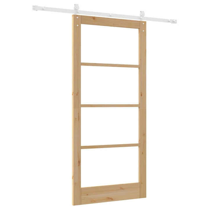 Skydedør Naturfarvet 93 x 202 cm Massivt fyrretræ og glas