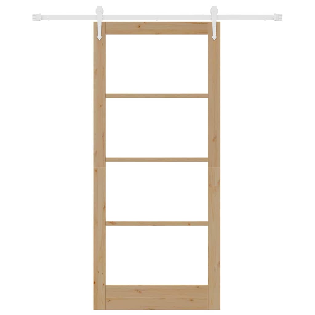 Skydedør Naturfarvet 93 x 211 cm Massivt fyrretræ og glas