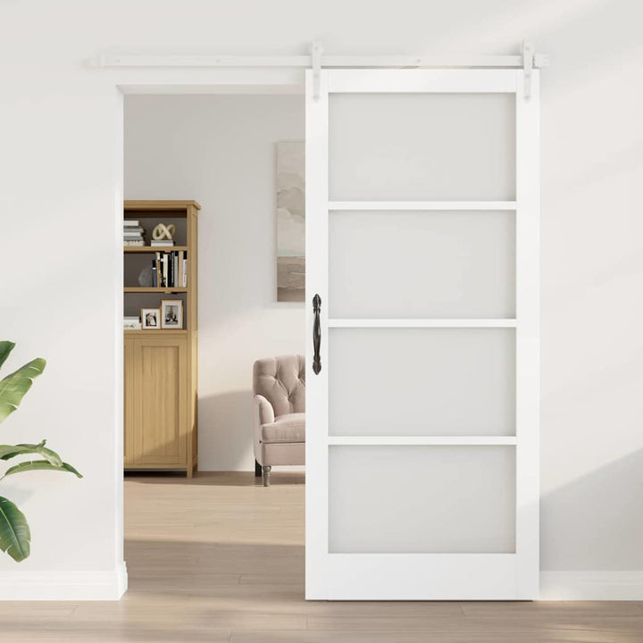 Skydedør Hvid 93 x 211 cm Massivt fyrretræ og glas