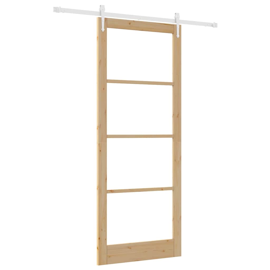 Skydedør Naturfarvet 93 x 232 cm Massivt fyrretræ og glas