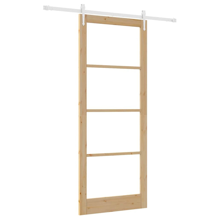 Skydedør Naturfarvet 93 x 232 cm Massivt fyrretræ og glas
