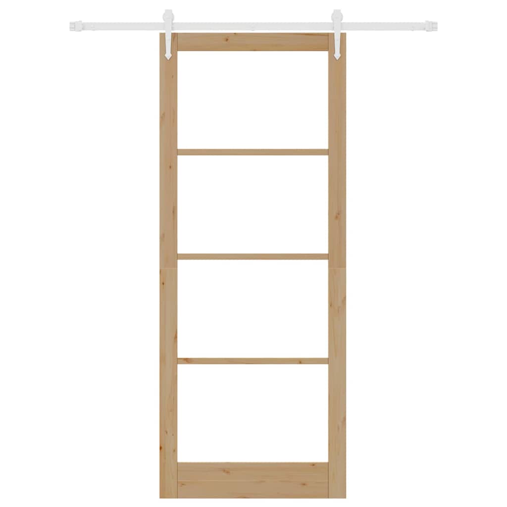 Skydedør Naturfarvet 93 x 232 cm Massivt fyrretræ og glas