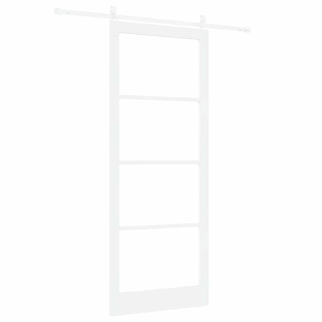 Skydedør Hvid 93 x 232 cm Massivt fyrretræ og glas
