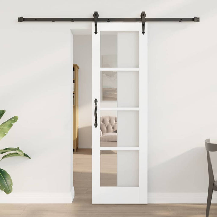 Skydedør Hvid og sort 61 x 198,5 cm Massivt fyrretræ og glas