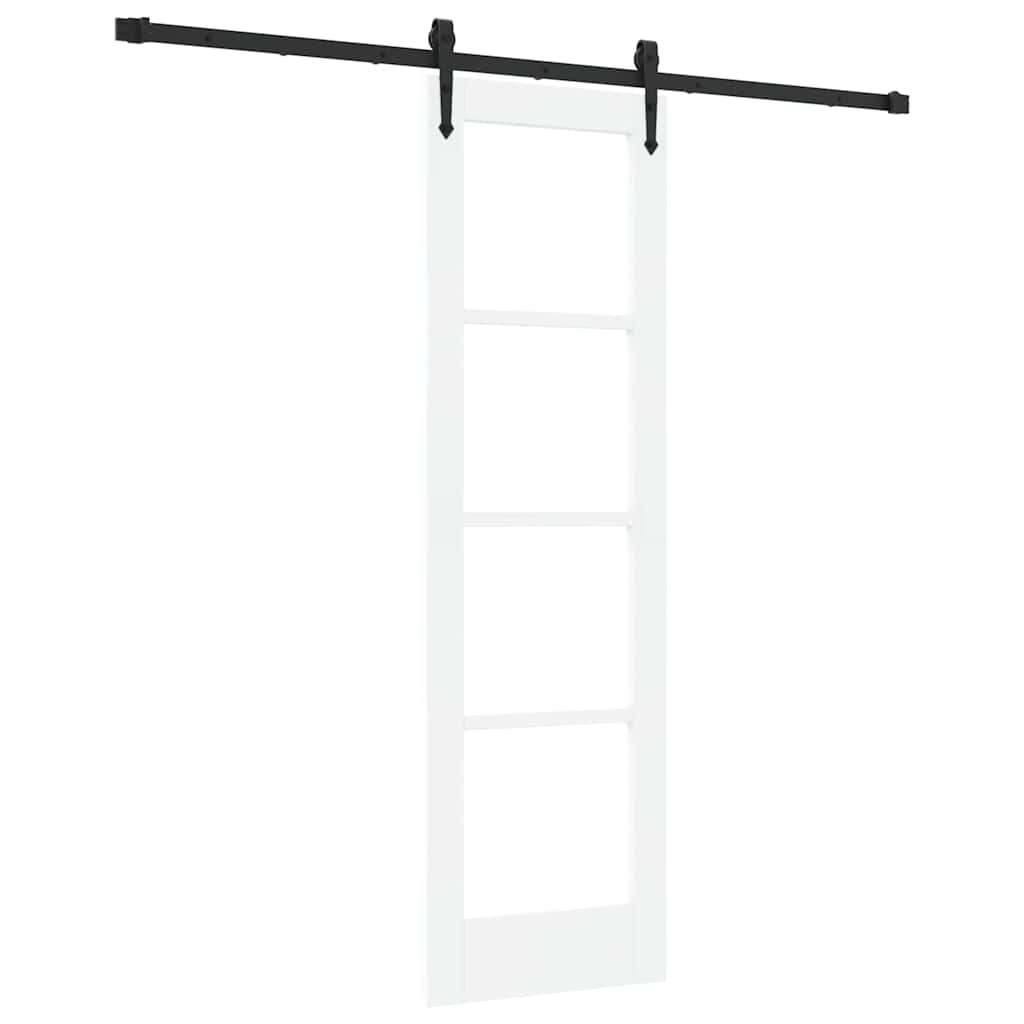 Skydedør Hvid og sort 61 x 198,5 cm Massivt fyrretræ og glas