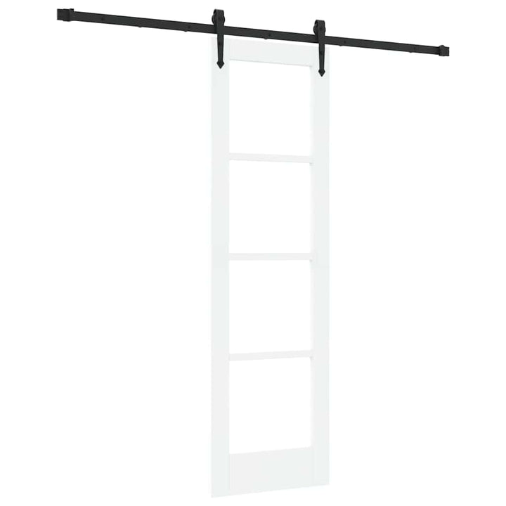 Skydedør Hvid og sort 61 x 198,5 cm Massivt fyrretræ og glas