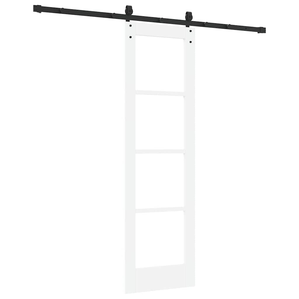 Skydedør Hvid og sort 61 x 198,5 cm Massivt fyrretræ og glas