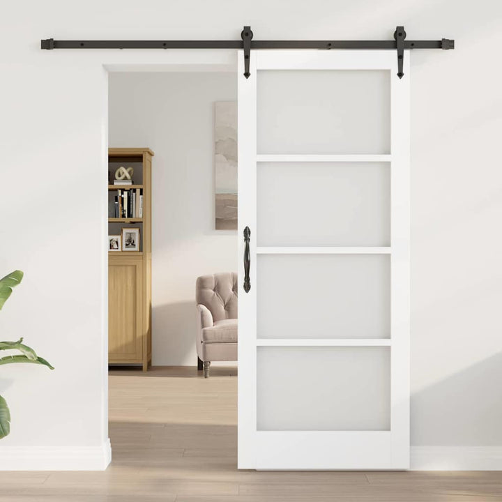 Skydedør Hvid og sort 83 x 202 cm Massivt fyrretræ og glas