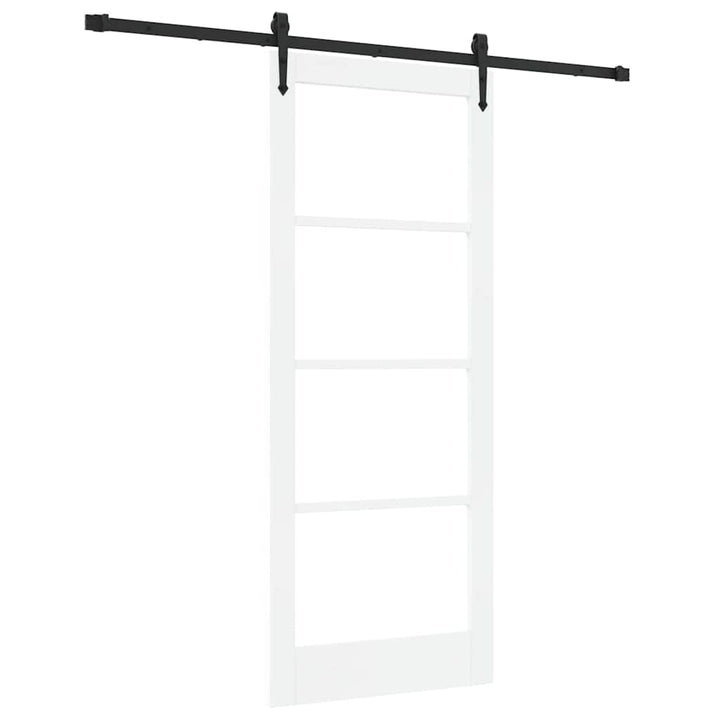 Skydedør Hvid og sort 83 x 202 cm Massivt fyrretræ og glas