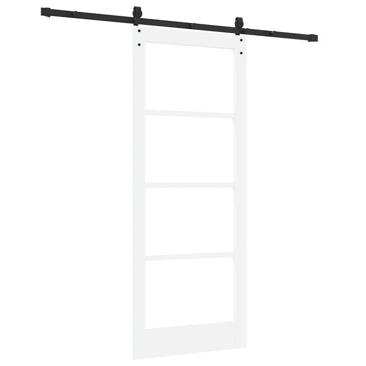 Skydedør Hvid og sort 83 x 202 cm Massivt fyrretræ og glas