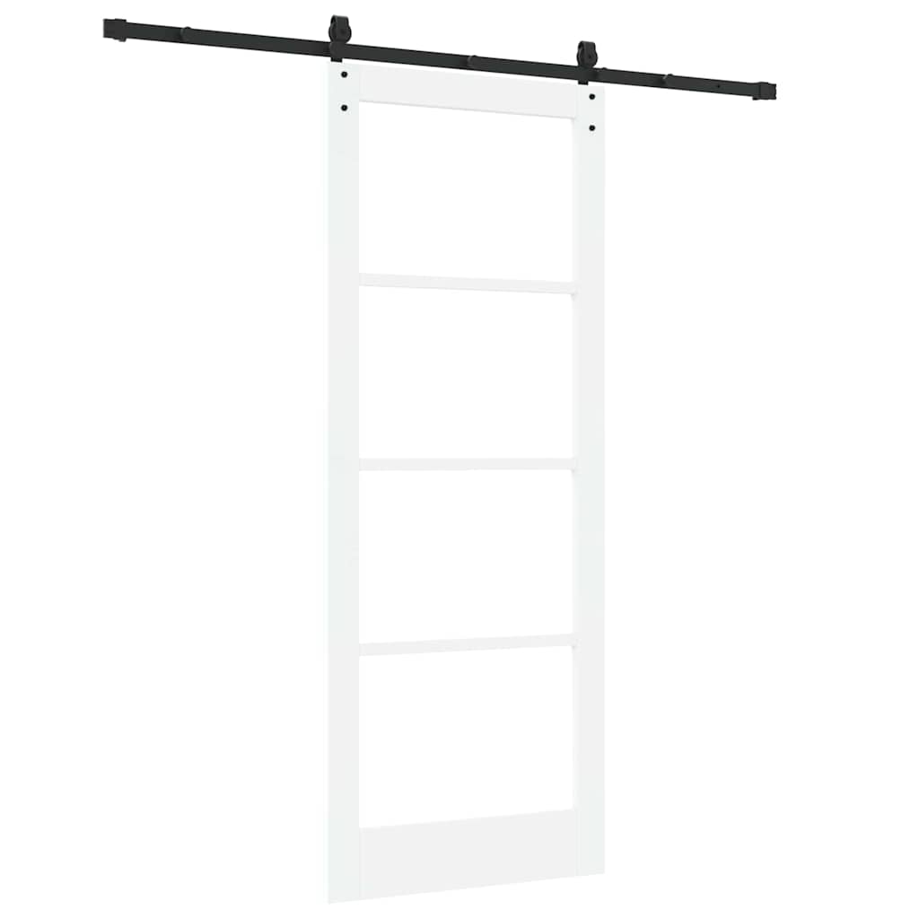 Skydedør Hvid og sort 83 x 211 cm Massivt fyrretræ og glas
