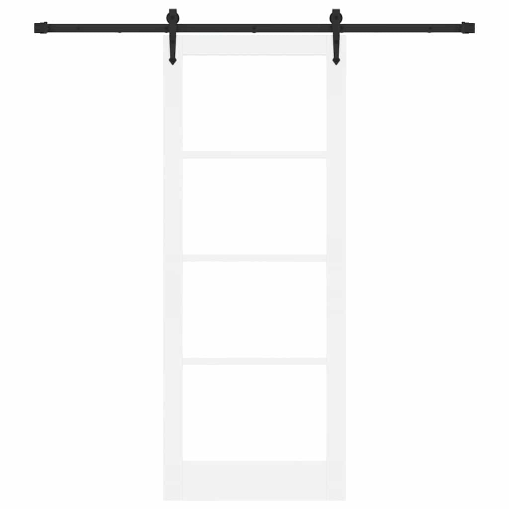 Skydedør Hvid og sort 83 x 211 cm Massivt fyrretræ og glas