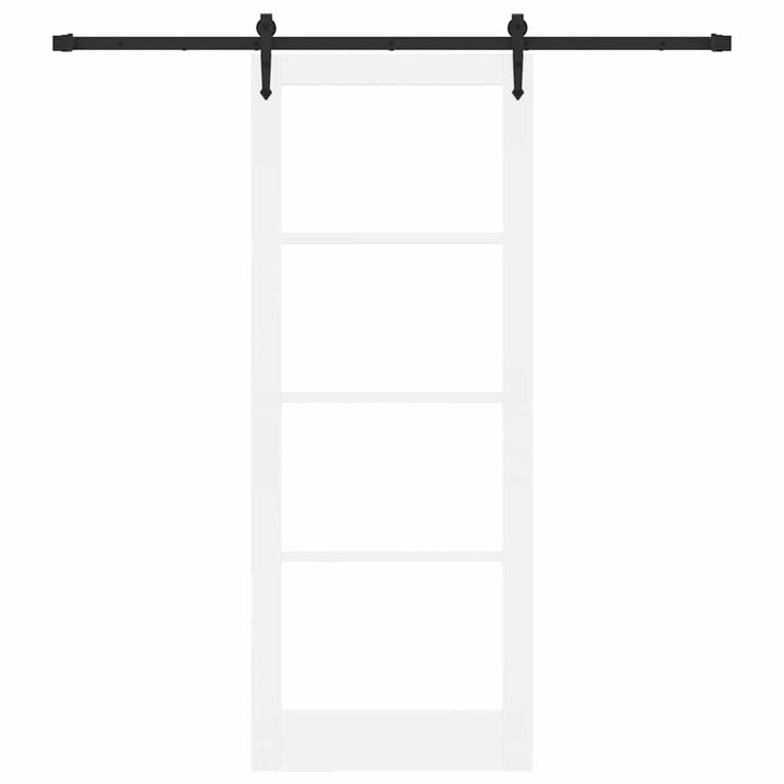Skydedør Hvid og sort 83 x 211 cm Massivt fyrretræ og glas