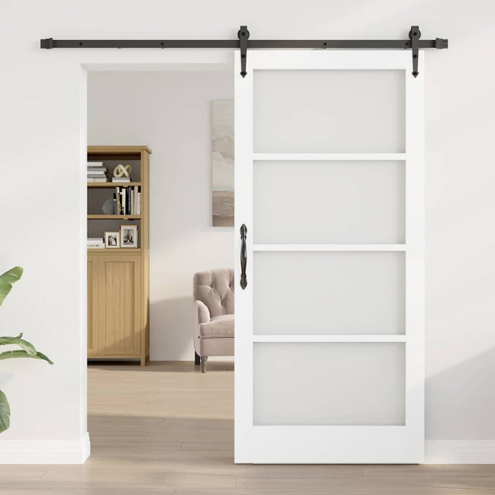 Skydedør Hvid og sort 93 x 202 cm Massivt fyrretræ og glas