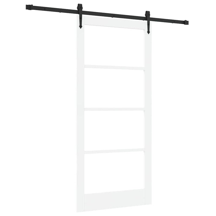 Skydedør Hvid og sort 93 x 202 cm Massivt fyrretræ og glas