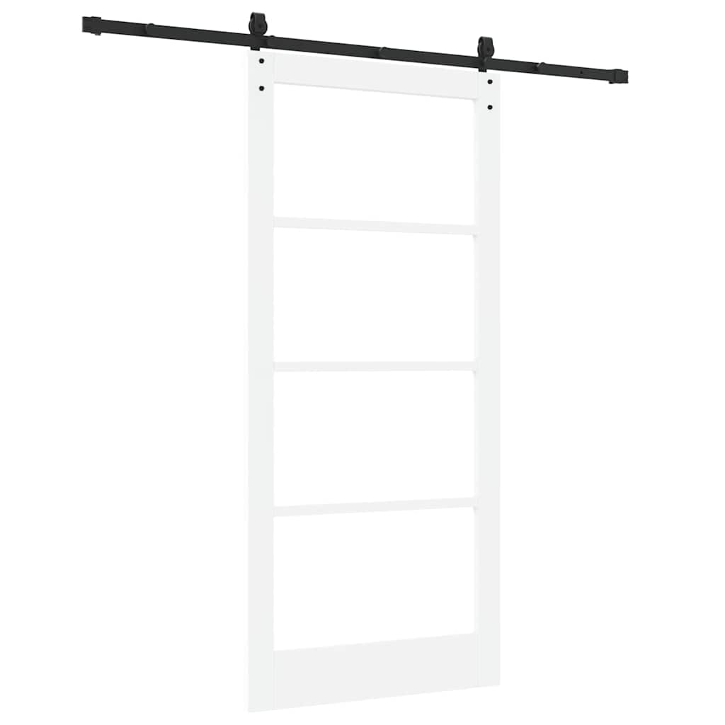 Skydedør Hvid og sort 93 x 202 cm Massivt fyrretræ og glas