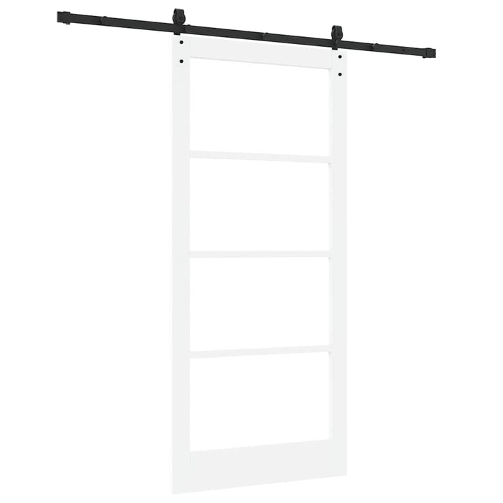 Skydedør Hvid og sort 93 x 202 cm Massivt fyrretræ og glas