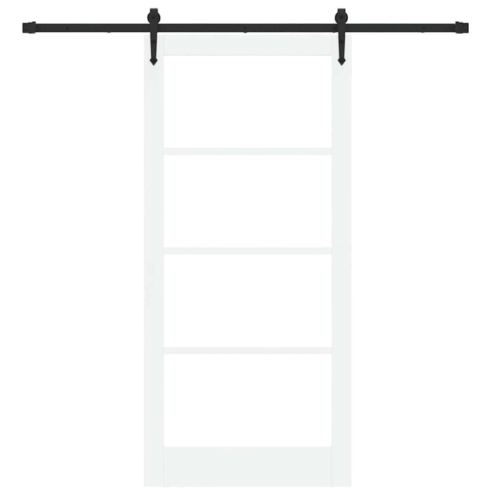 Skydedør Hvid og sort 93 x 202 cm Massivt fyrretræ og glas