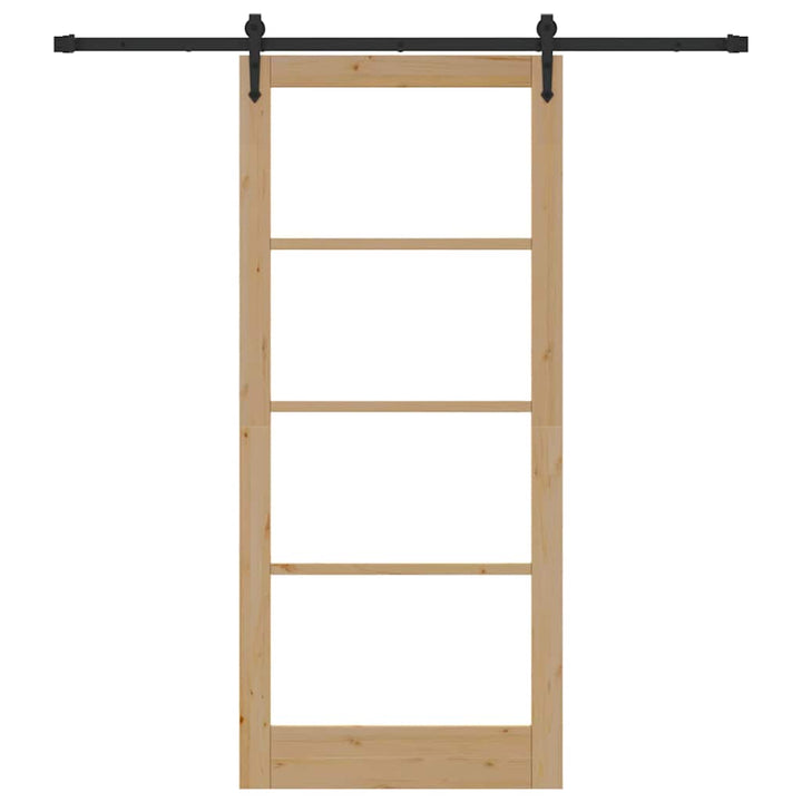 Skydedør Naturlig og sort 93 x 211 cm Massivt fyrretræ og glas