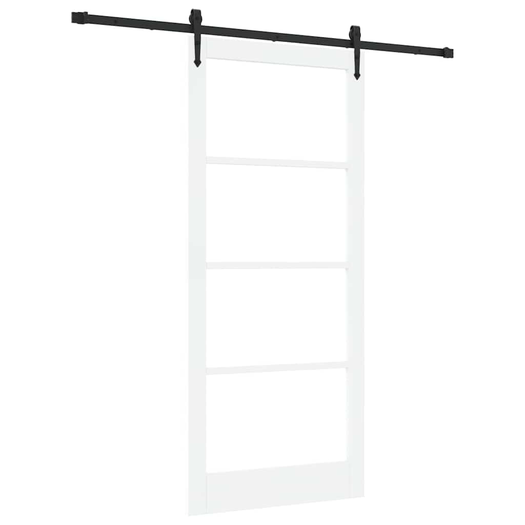 Skydedør Hvid og sort 93 x 211 cm Massivt fyrretræ og glas