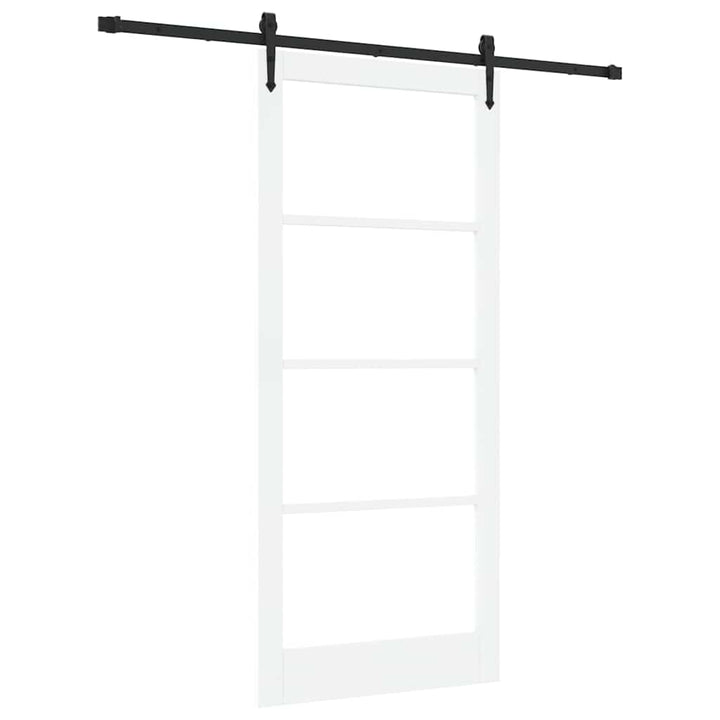 Skydedør Hvid og sort 93 x 211 cm Massivt fyrretræ og glas