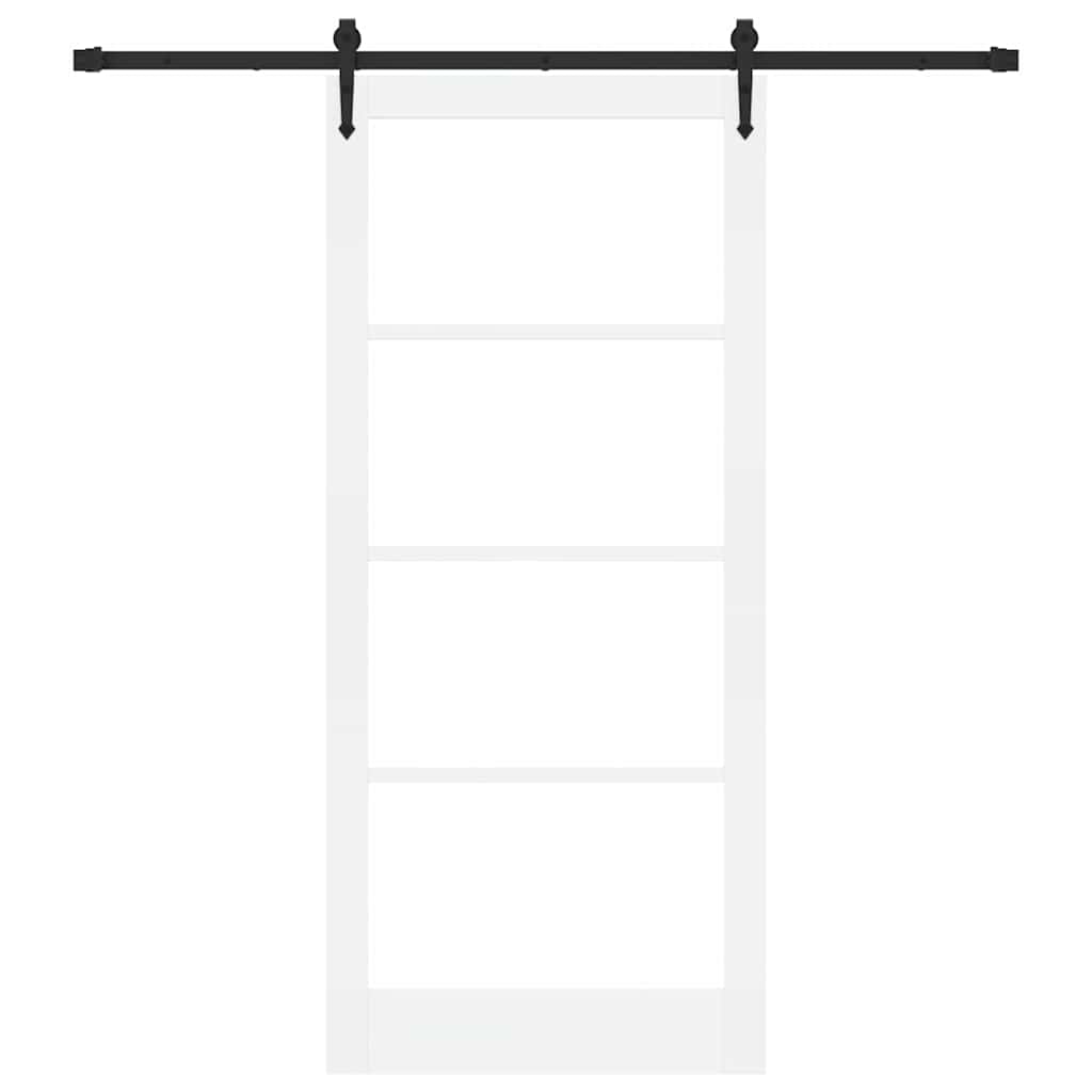 Skydedør Hvid og sort 93 x 211 cm Massivt fyrretræ og glas